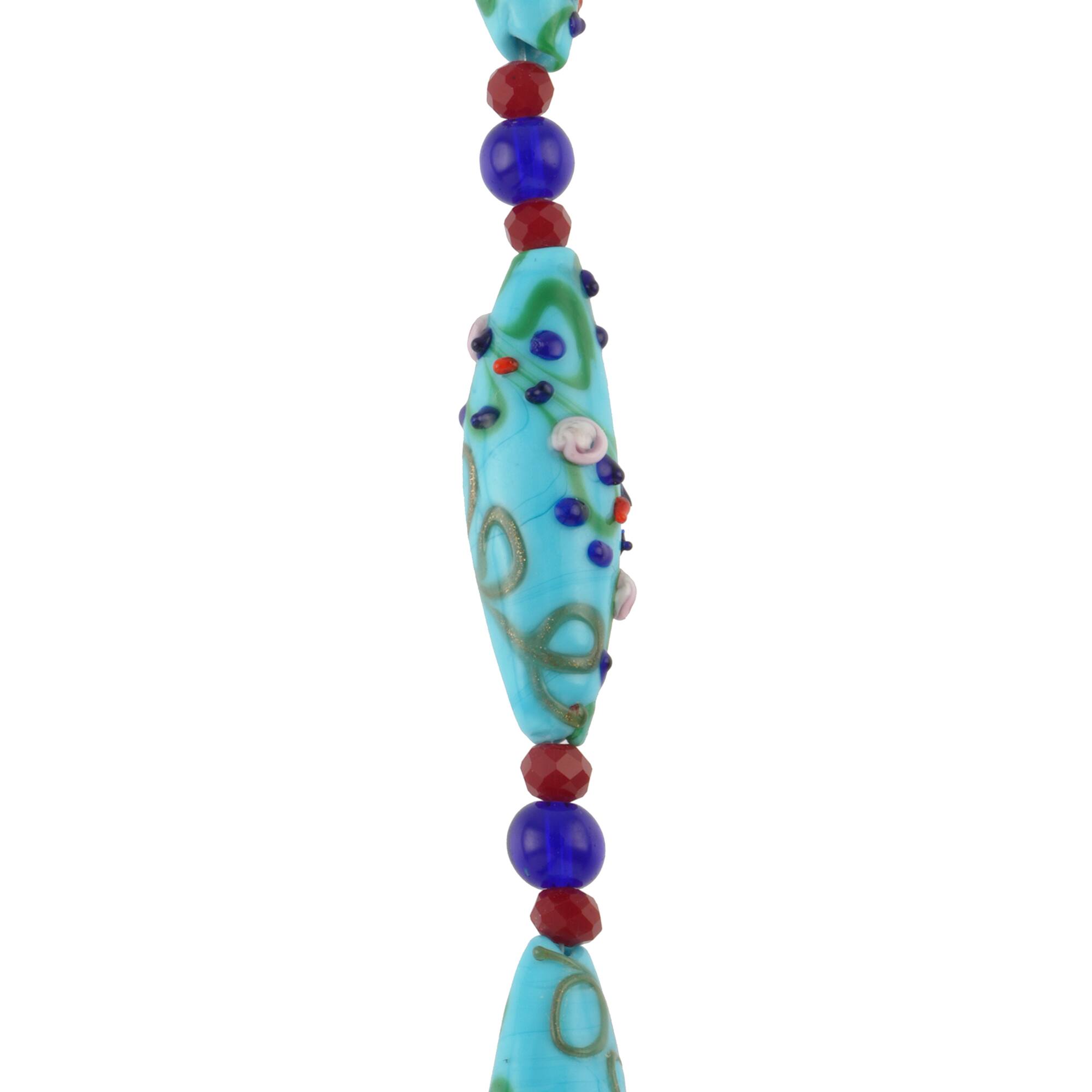 Blue Lampwork Glass Oval Bead Mix by Bead Landing™